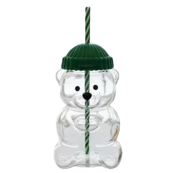 New Glass Bear Cold Cup With Straw 18oz Mug Jar Coffee Unbranded 2025 Holiday - Picture 4 of 5